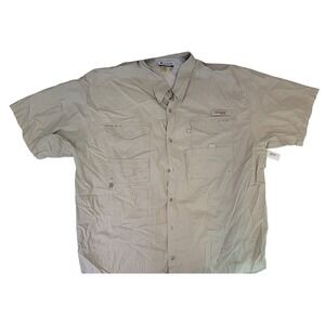 Columbia Men's Short Sleeve Fishing Shirt Khaki Size XXL Vented
